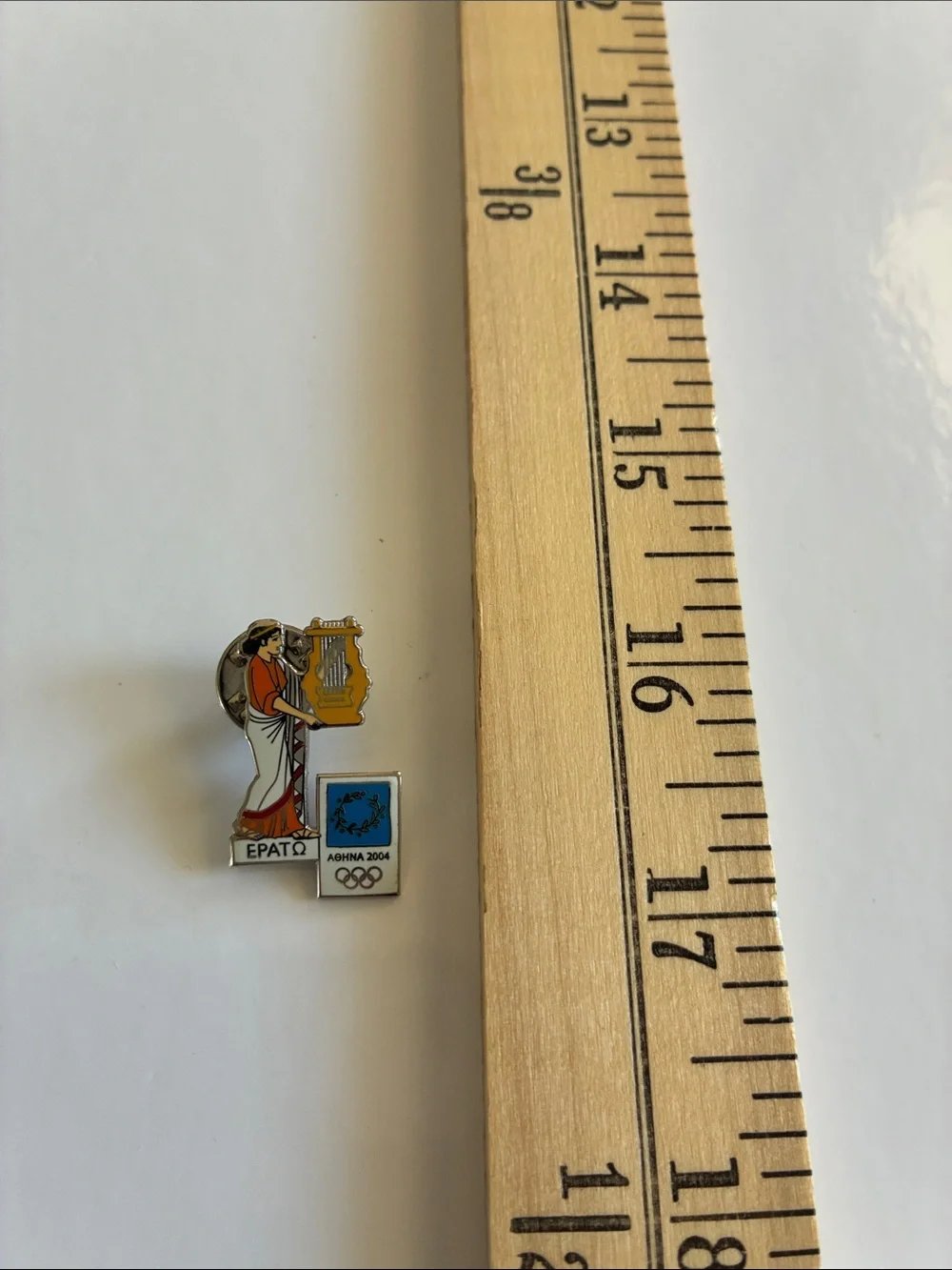 Olympic Erato Theme Gold & White Lapel Pin - 2004 Olympic
